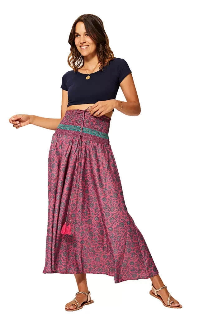 Longue jupe Rose imprimé floral - JIP2001B – Image 1