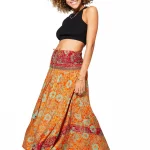 Longue jupe Orange imprimé Hawaïen - JIP2001C