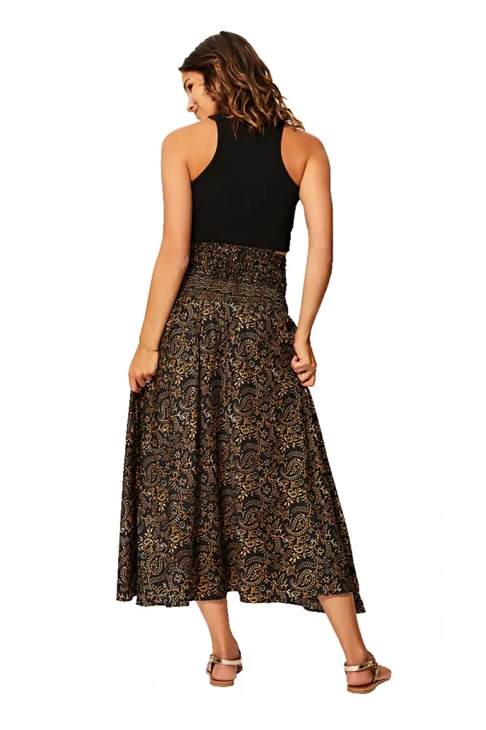 Longue jupe Noire imprimé oriental Doré - JIP2001E – Image 2