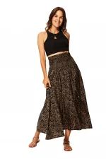 Longue jupe Noire imprimé oriental Doré - JIP2001E