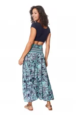 Jupe longue Bleue imprimé végétal - JIP2001F – Image 2