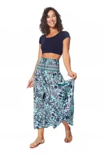 Jupe longue Bleue imprimé végétal - JIP2001F