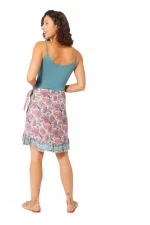 Jupe courte portefeuille Rose et beige floral - JIP3010A – Image 2