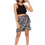 Jupe courte portefeuille Noire et blanche - JIP3010C