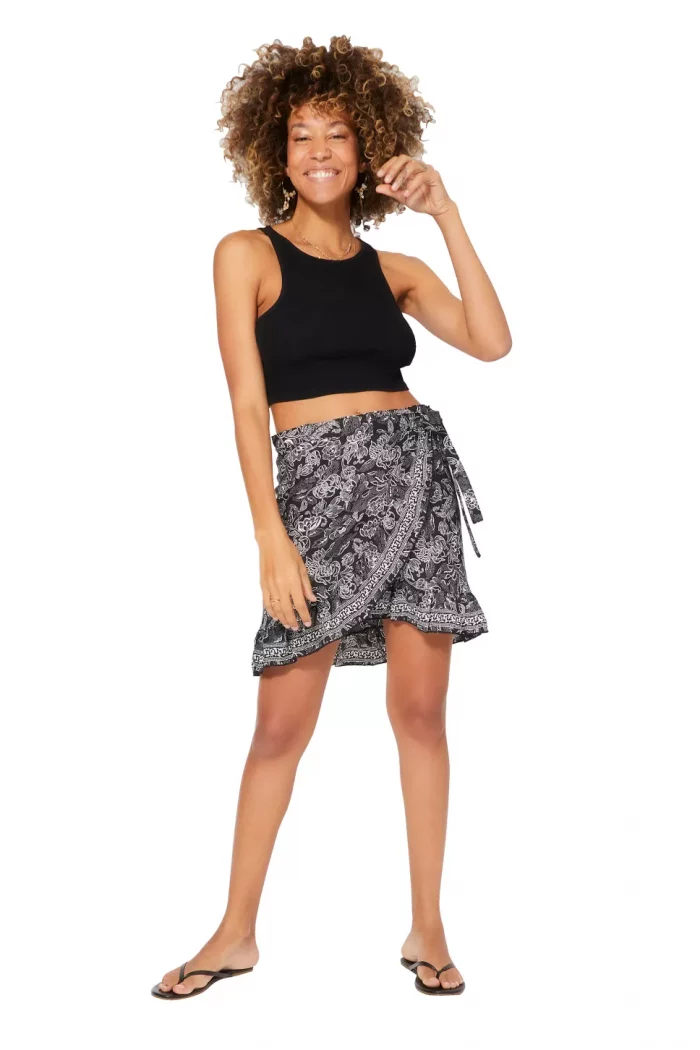 Jupe courte portefeuille Noire et blanche - JIP3010C – Image 1