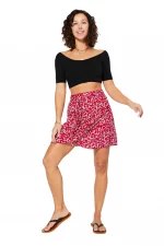 Jupe portefeuille Rouge à fleurs - JIPV0002A