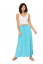 Jupe longue fendue Bleu cyan - JIPV0004A