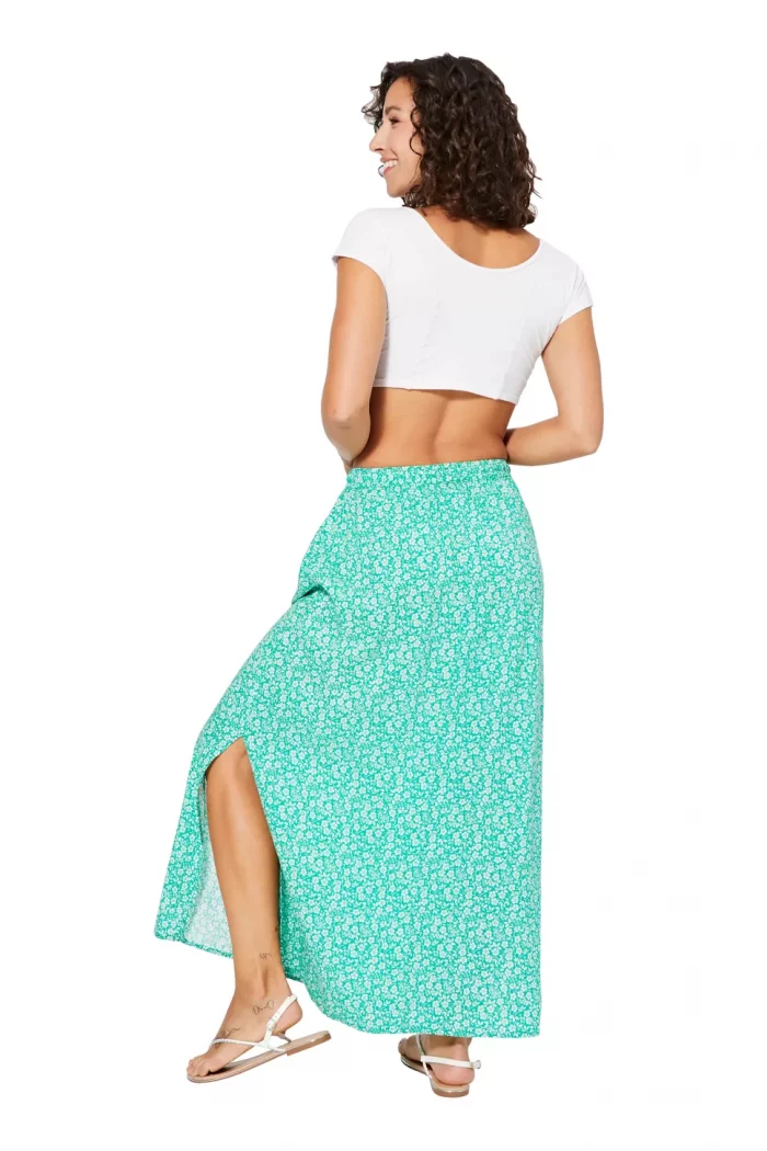 Jupe longue fendue Vert d'eau - JIPV0004B – Image 2