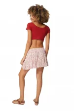 Mini jupe patineuse Rose imprimé fleuri - JUV0100B – Image 2