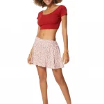 Mini jupe patineuse Rose imprimé fleuri - JUV0100B