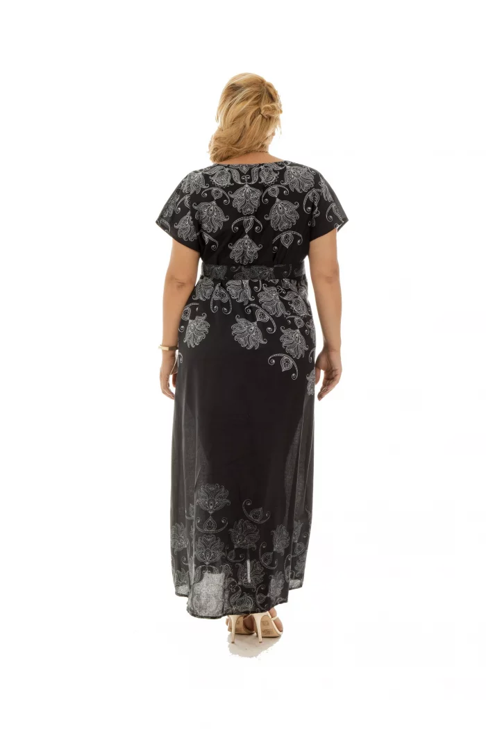 Robe longue noir motif ethnique - MAXIP0002C – Image 3