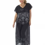 Robe longue noir motif ethnique - MAXIP0002C