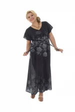 Robe longue noir motif ethnique - MAXIP0002C – Image 2
