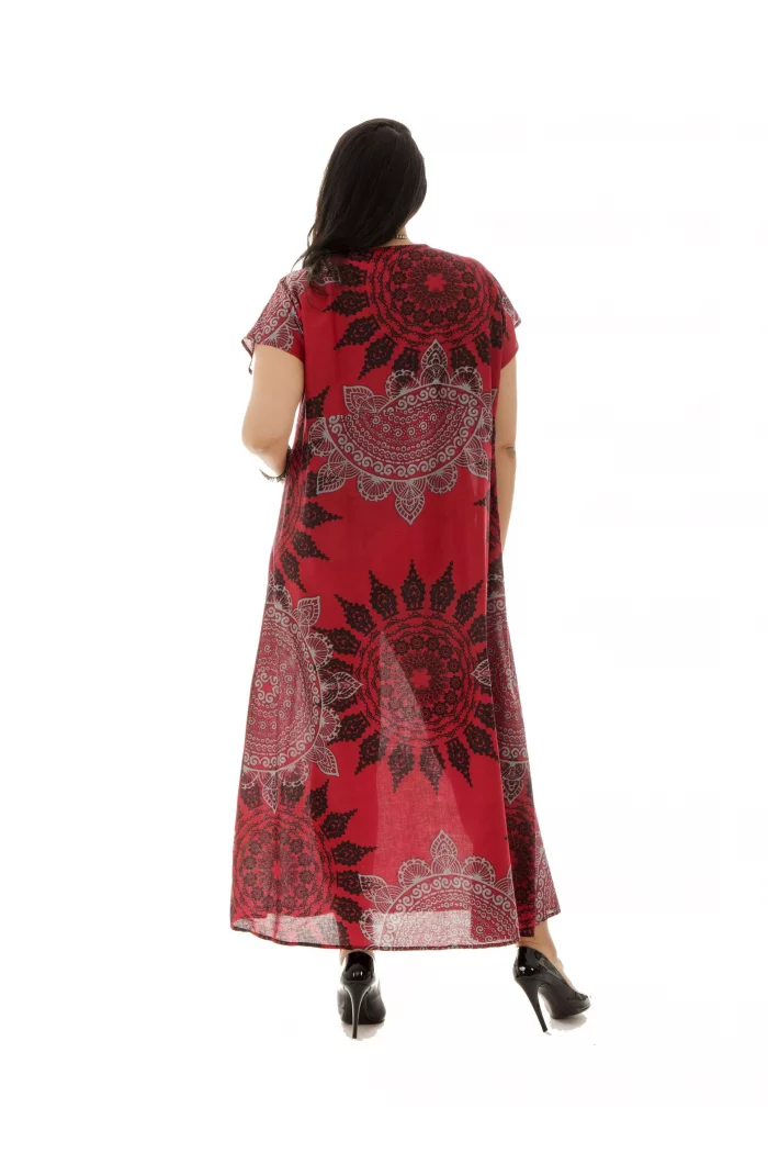 Robe longue rouge motif ethnique - MAXIP0002D – Image 3