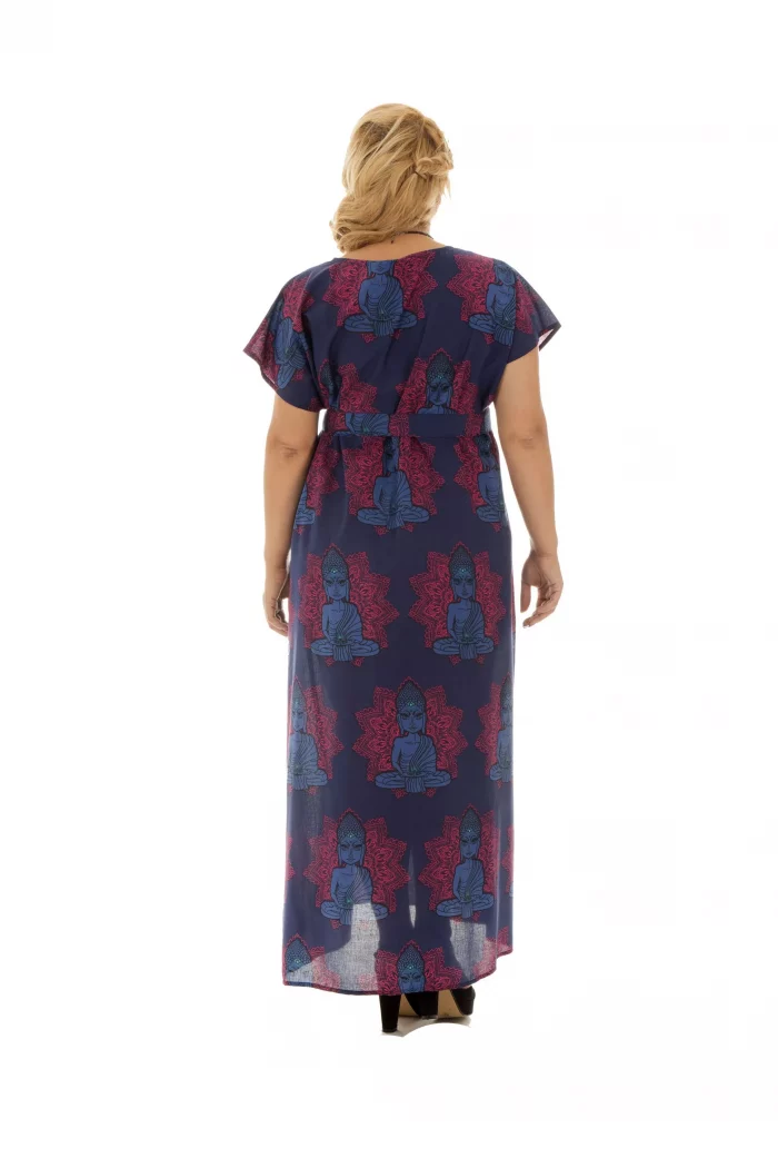 Robe longue violette motif ethnique - MAXIP0002E – Image 3