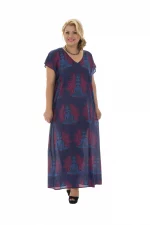 Robe longue violette motif ethnique - MAXIP0002E