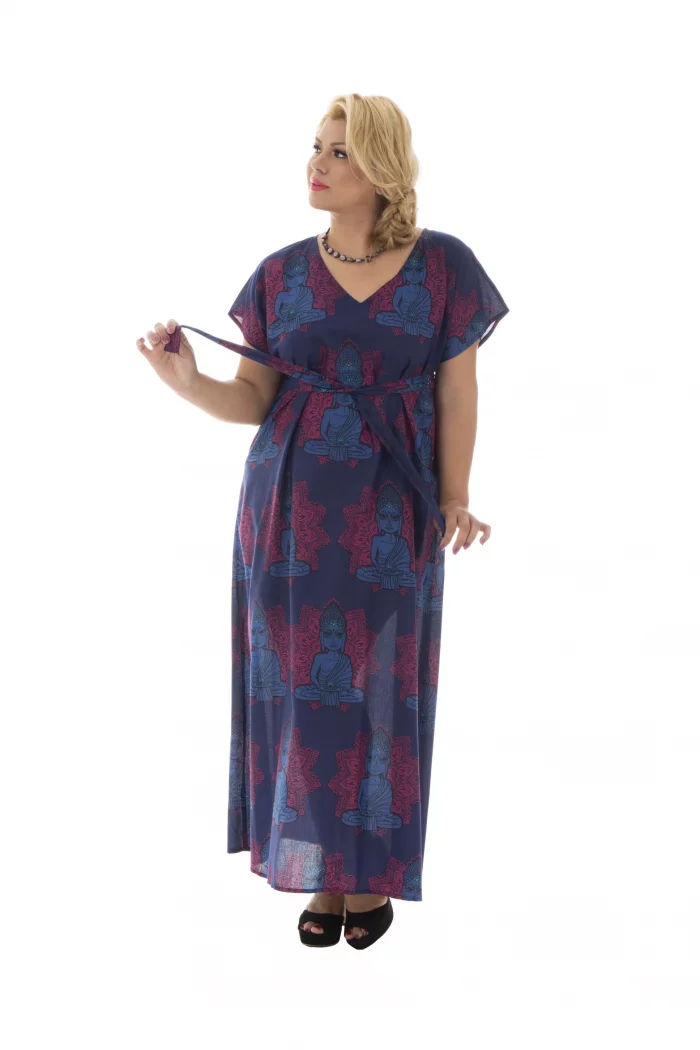 Robe longue violette motif ethnique - MAXIP0002E – Image 2