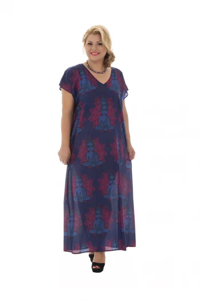 Robe longue violette motif ethnique - MAXIP0002E – Image 1