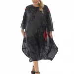 Robe mi-longue noire bouffante- MAXIP0004A