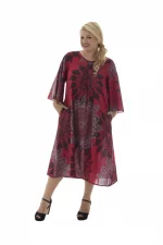 Robe mi-longue rouge motif mandala - MAXIP0005A