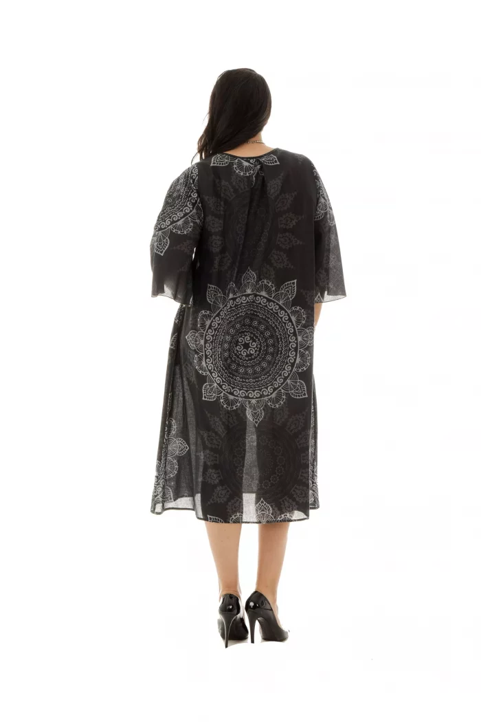 Robe mi-longue noir motif mandala - MAXIP0005B – Image 2