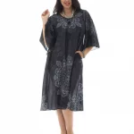 Robe mi-longue noir motif mandala - MAXIP0005B