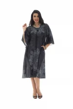 Robe mi-longue noir motif mandala - MAXIP0005B