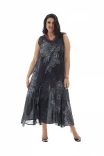 Robe longue noire sans manche - MAXIP0006C