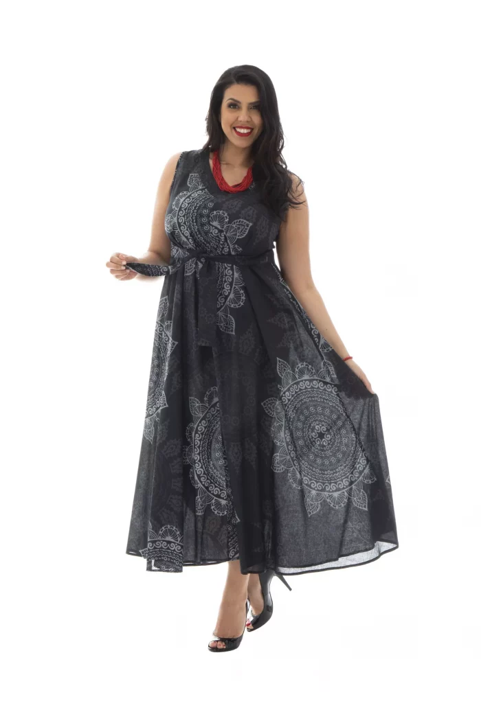 Robe longue noire sans manche - MAXIP0006C – Image 2