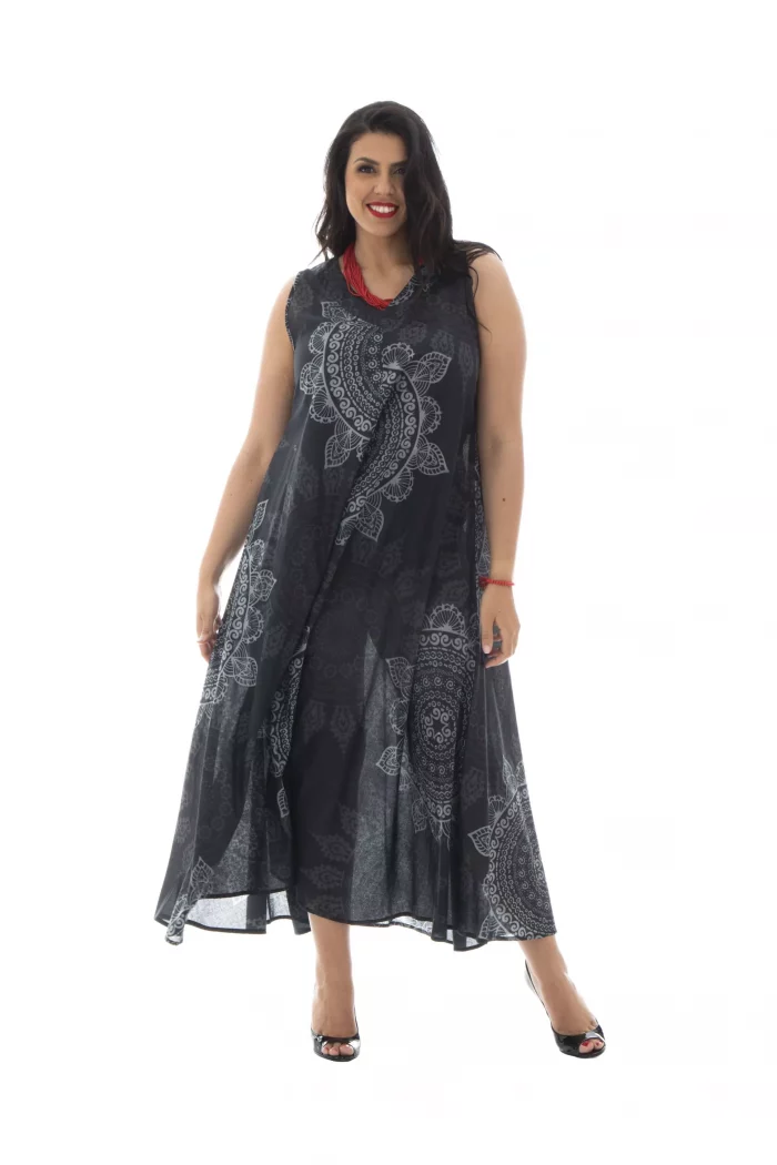 Robe longue noire sans manche - MAXIP0006C – Image 1
