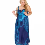 Robe longue en coton bleu - MAXIP0018A