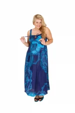 Robe longue en coton bleu - MAXIP0018A