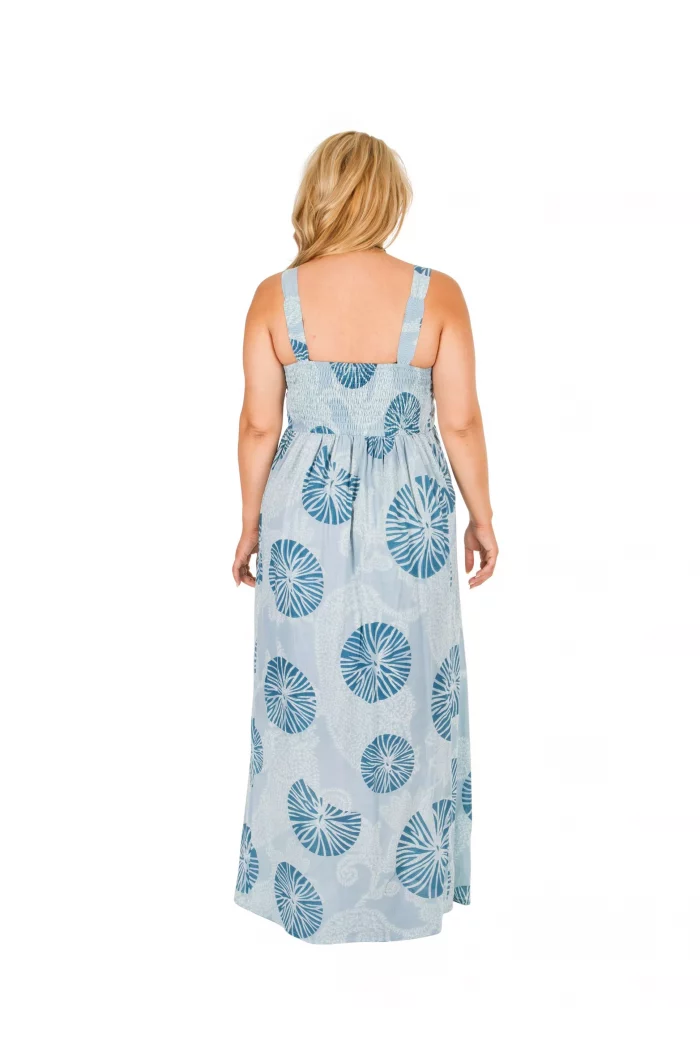 Robe longue blanche motif bleu - MAXIP0021D – Image 2