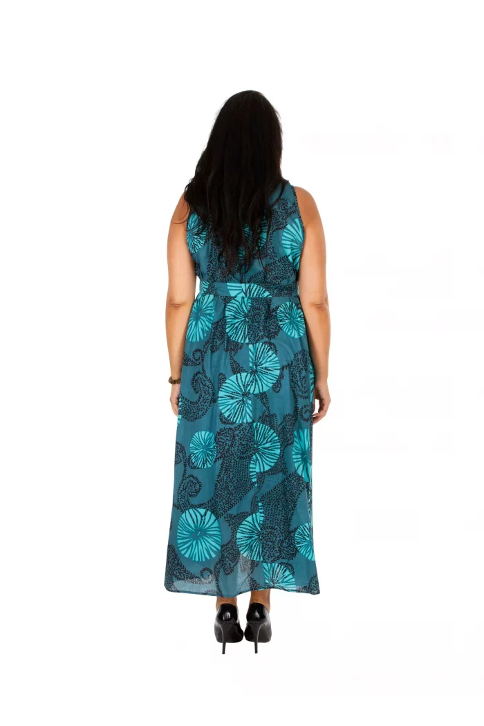 Robe longue bleue sans manche ceinturée - MAXIP0023B – Image 2