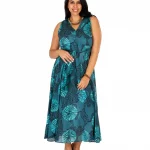 Robe longue bleue sans manche ceinturée - MAXIP0023B