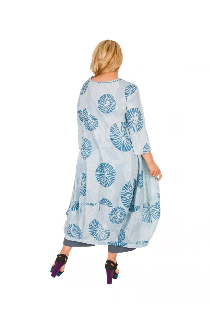 Robe effet bouffant évasé blanc et bleu - MAXIP0026A – Image 2