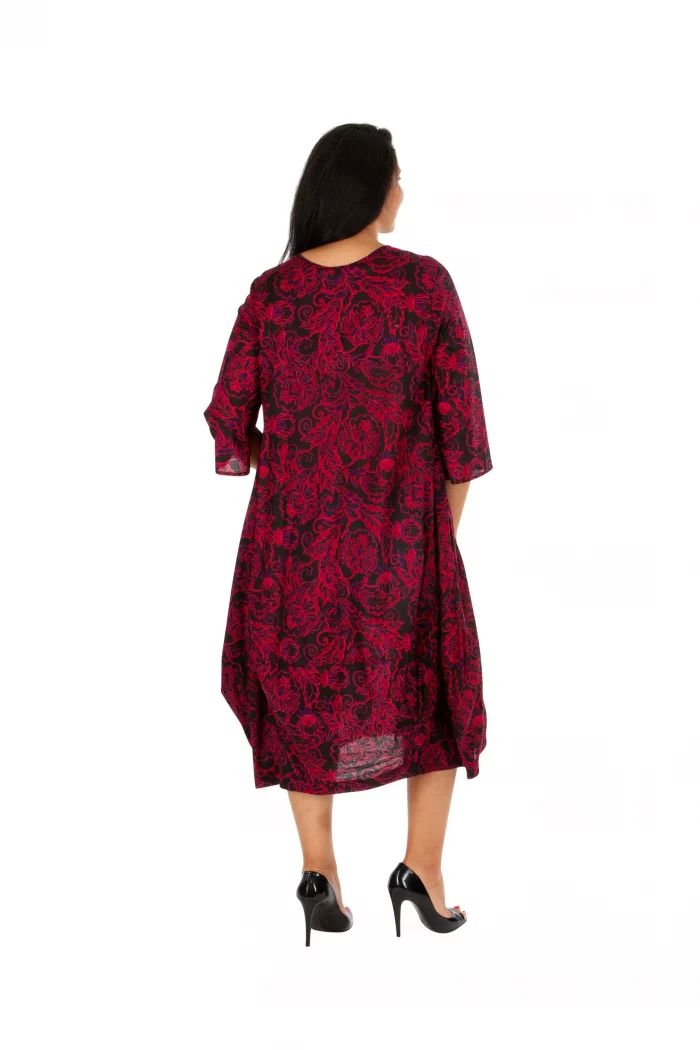 Robe effet bouffant évasé rouge et noir - MAXIP0026D – Image 2