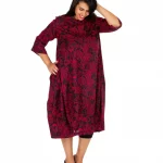 Robe effet bouffant évasé rouge et noir - MAXIP0026D