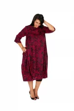 Robe effet bouffant évasé rouge et noir - MAXIP0026D