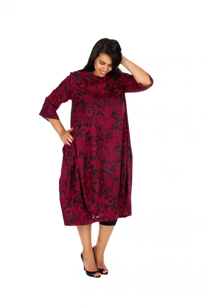 Robe effet bouffant évasé rouge et noir - MAXIP0026D – Image 1
