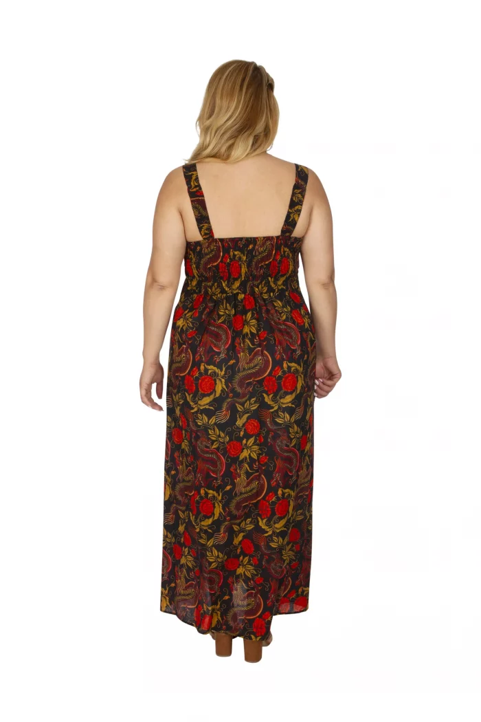 Robe longue noir fleuri larges bretelles - MAXIP0029A – Image 2