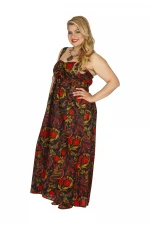 Robe longue noir fleuri larges bretelles - MAXIP0029A