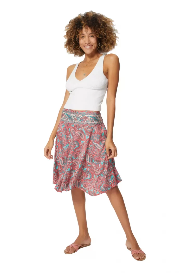 Jupe imprimé Paisley rose - MCJU0030C – Image 1