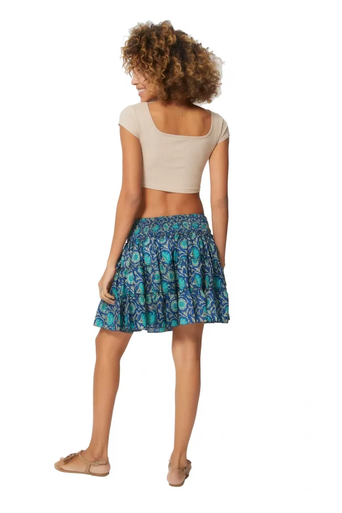 Jupe courte à volants motifs bleus - MCJU0032E – Image 2