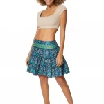 Jupe courte à volants motifs bleus - MCJU0032E