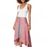 Jupe midi asymétrique, Rose clair - MCJU0105D