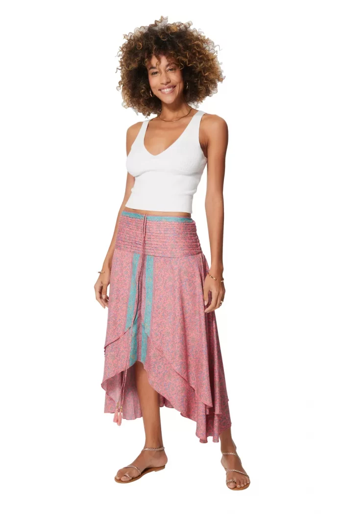 Jupe midi asymétrique, Rose clair - MCJU0105D – Image 1