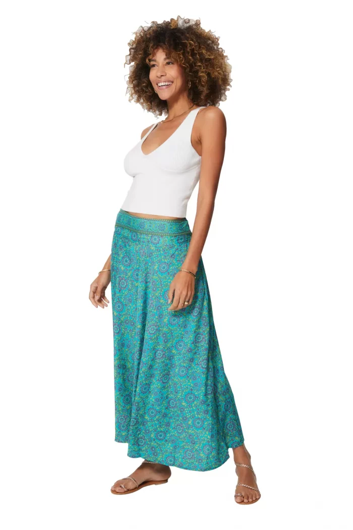 Longue jupe droite Bleu turquoise - MCJU0035C – Image 1