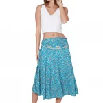 Jupe bohème mi-longue, bleu clair - MCJU0105D