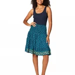 Jupe smockée, imprimé bleu clair et marine - MCJU0107B